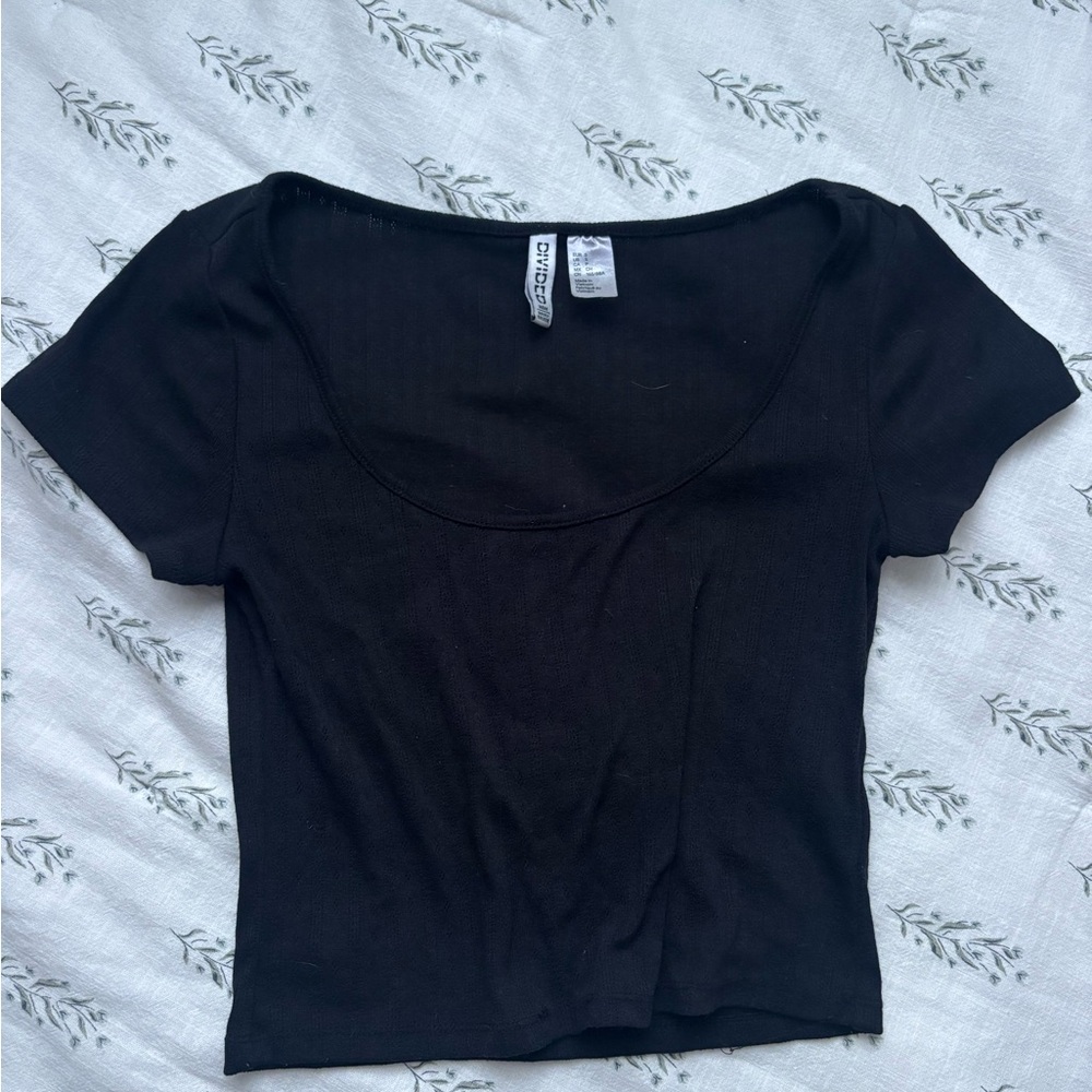 Divided Black Crop Top